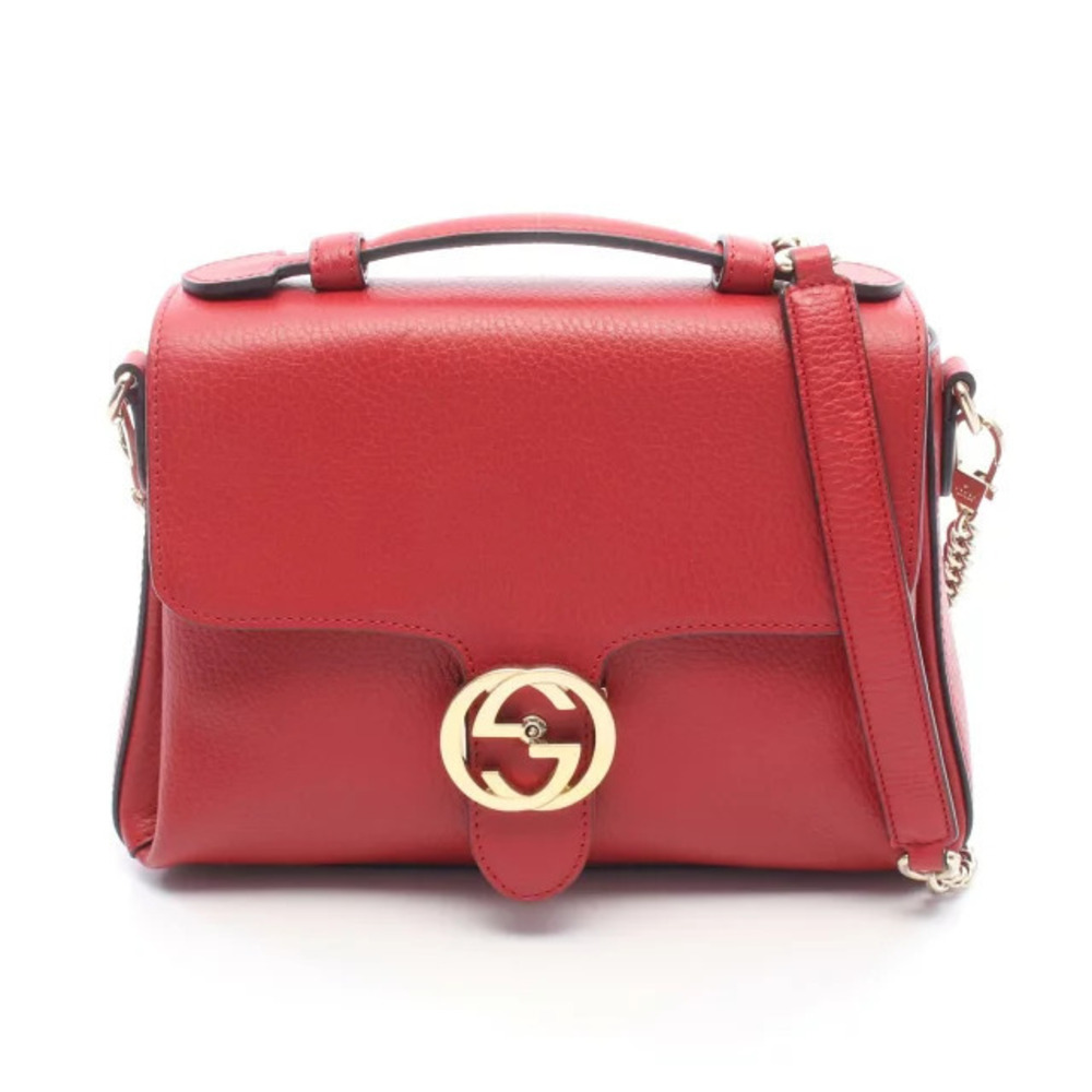 Gucci Interlocking G Handbag Leather Red